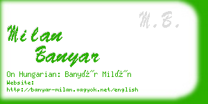 milan banyar business card